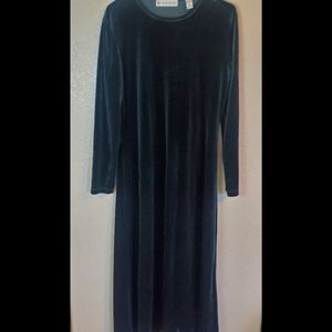 Vintage 90 Valerie Stevens Green Velvet Holiday Christmas Maxi Dress